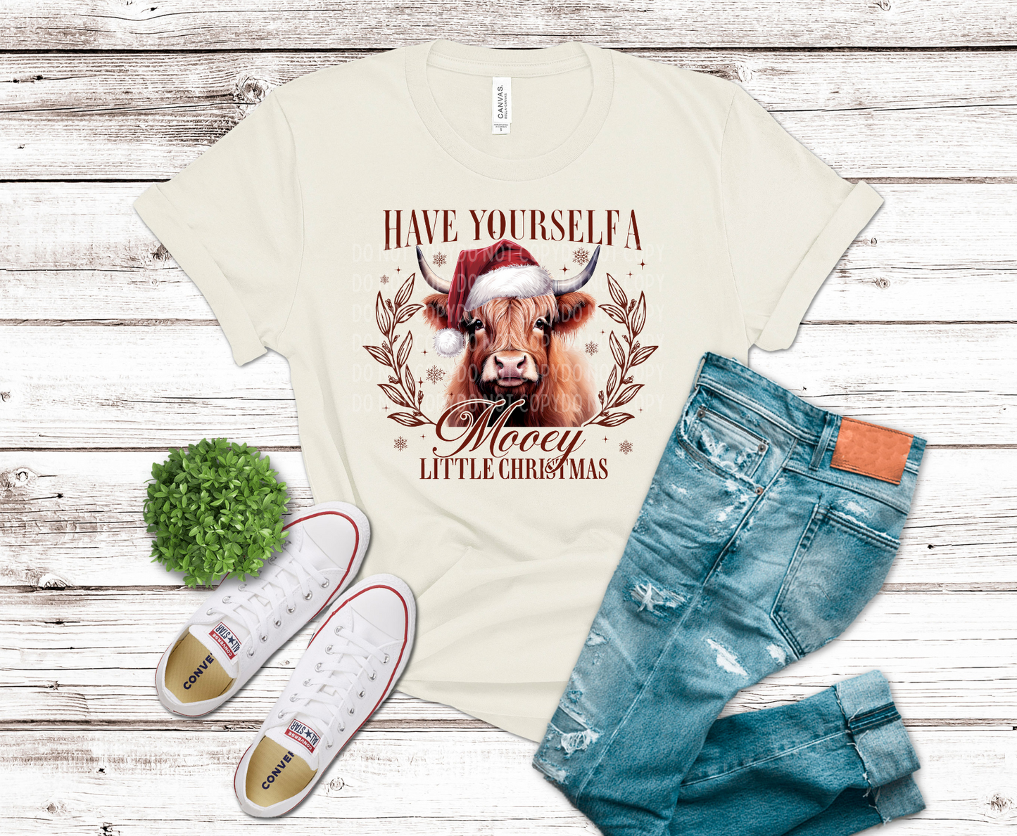 Premade DTF Transfer Gang Sheet For Graphic Tees | Christmas Highland Cow