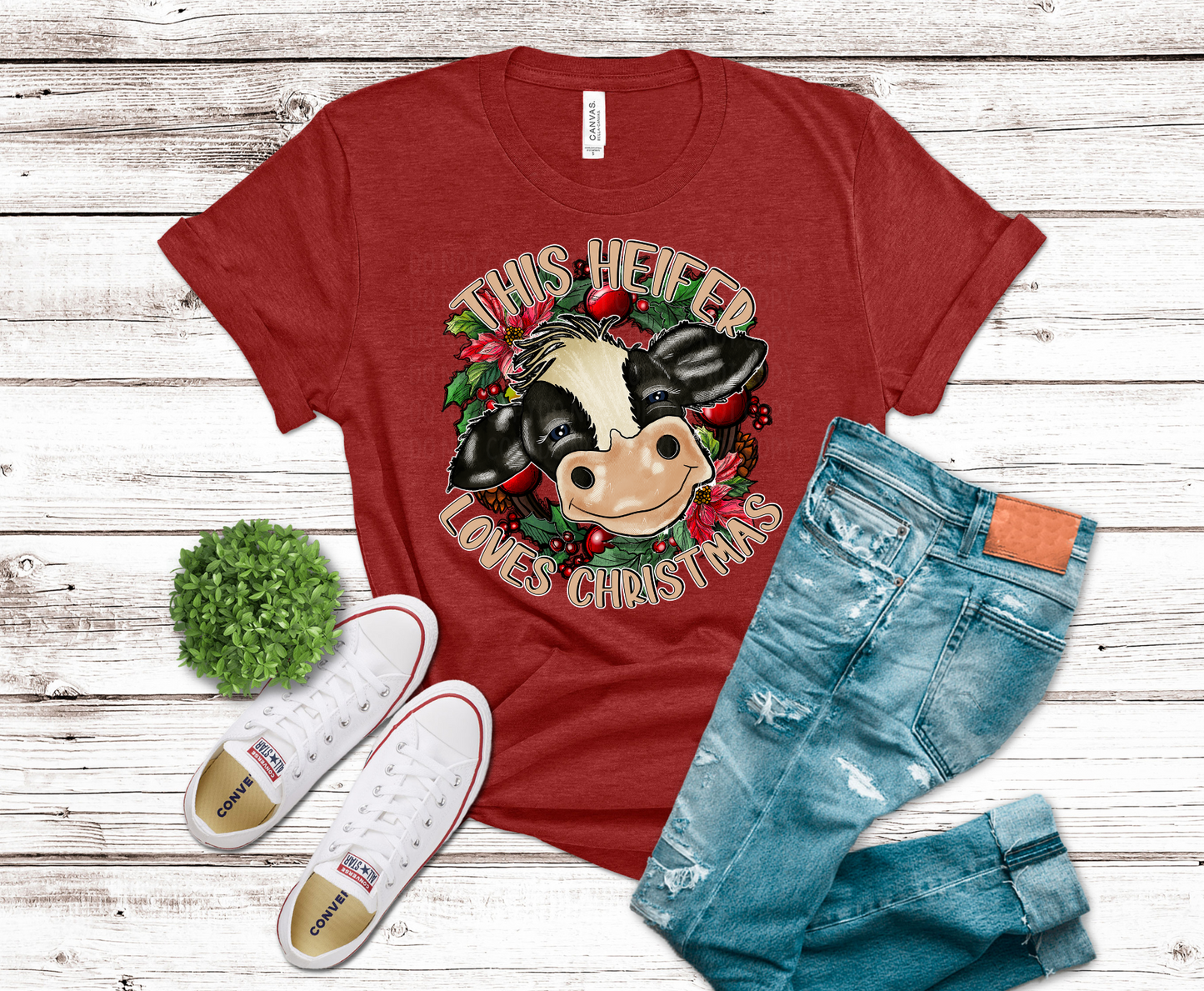 Premade DTF Transfer Gang Sheet For Graphic Tees | Christmas Highland Cow
