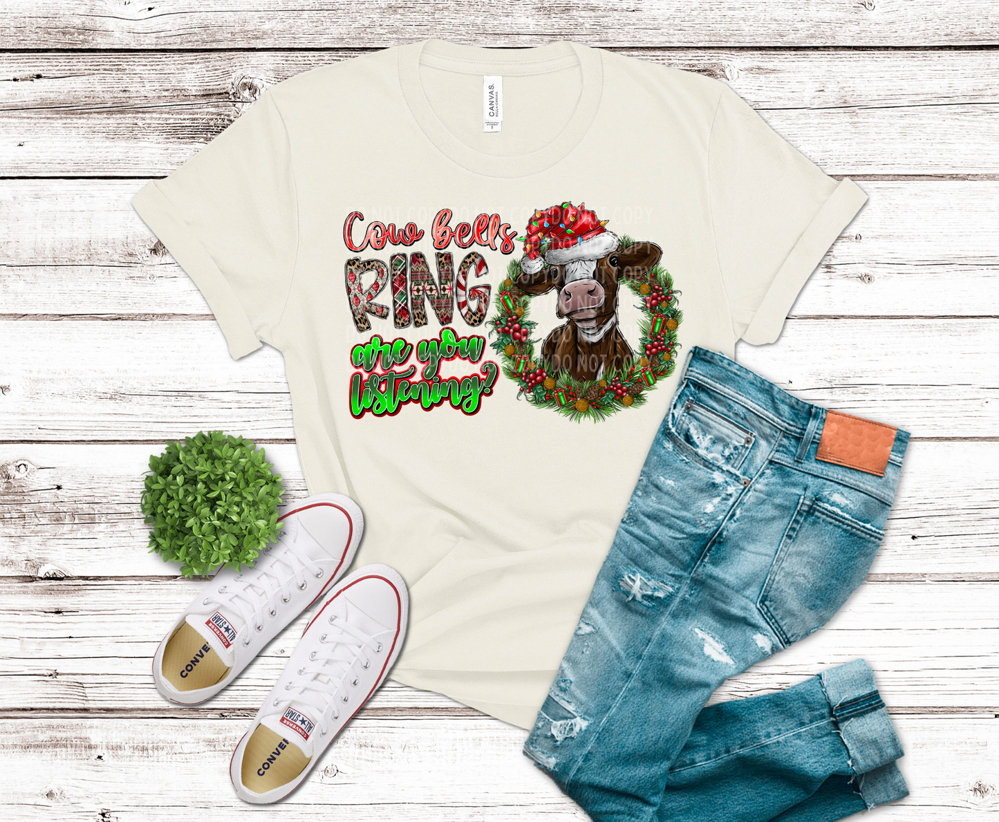 Premade DTF Transfer Gang Sheet For Graphic Tees | Christmas Highland Cow