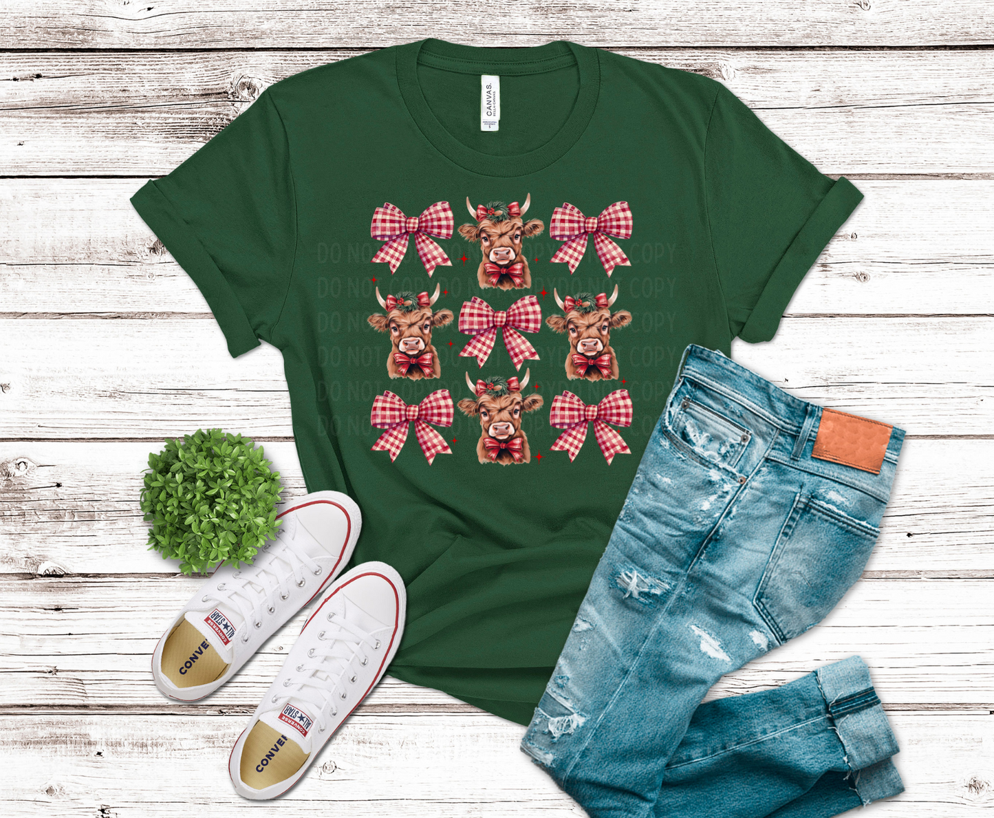 Premade DTF Transfer Gang Sheet For Graphic Tees | Christmas Highland Cow