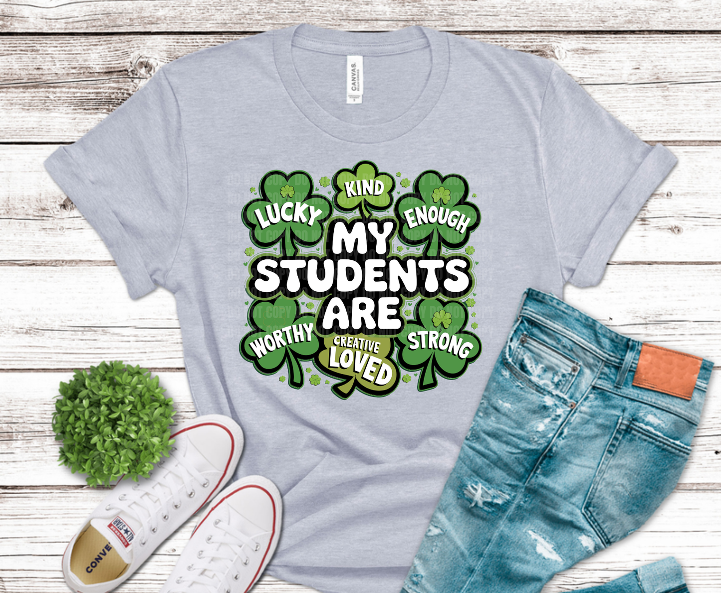 Premade DTF Transfer Gang Sheet For Graphic Tees | Teacher St. Patrick's Day