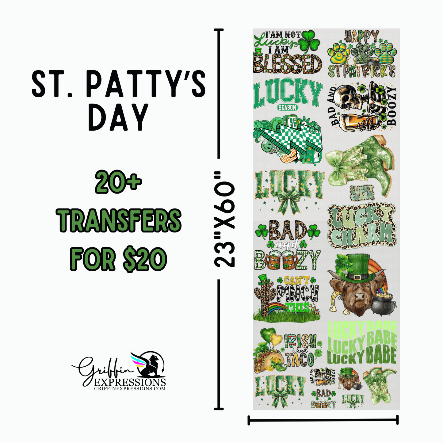 St. Patrick's Day | Dollar Deals DTF Transfer Gang Sheet For Graphic Tees - Griffin Expressions