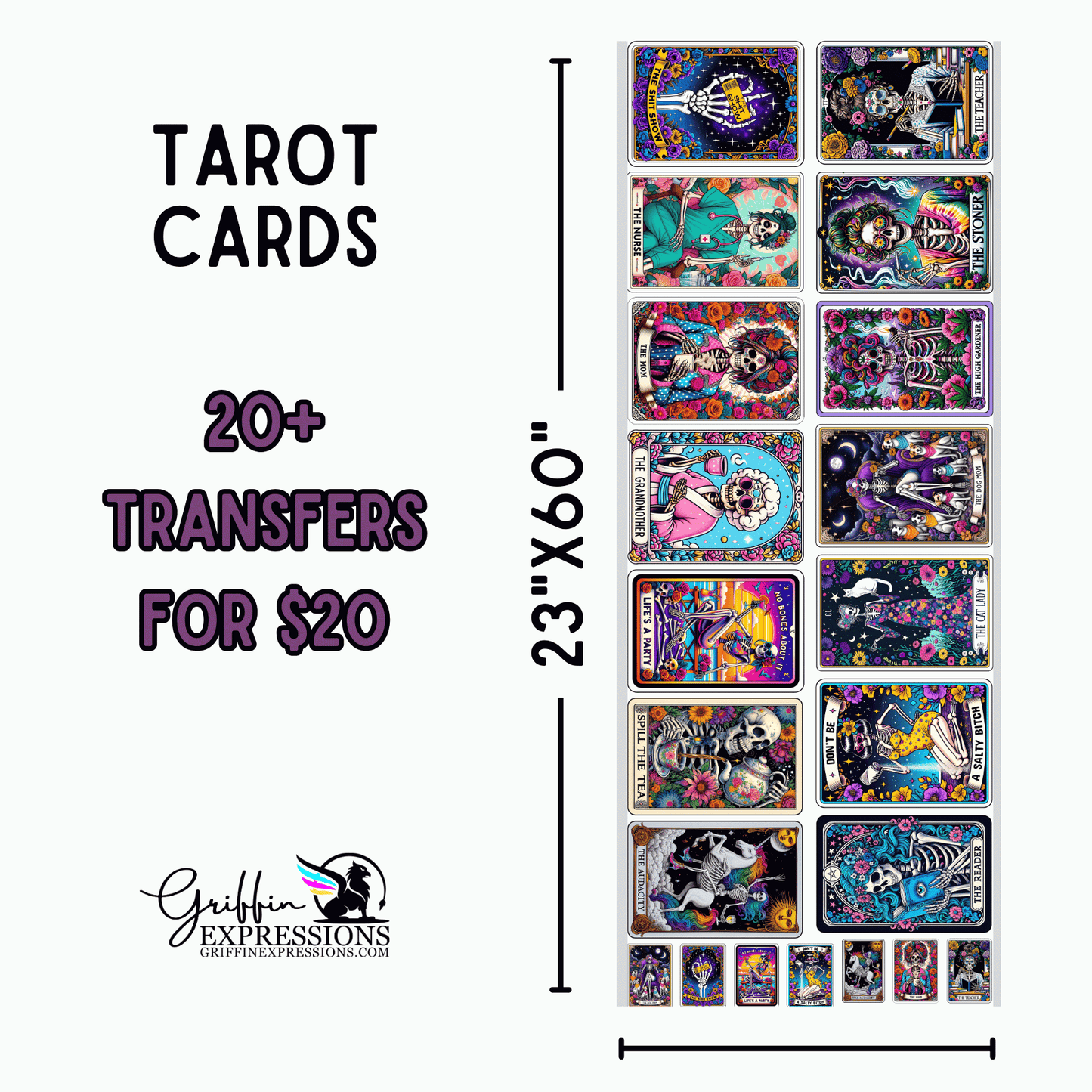 Tarot Cards | Dollar Deals DTF Transfer Gang Sheet For Graphic Tees - Griffin Expressions
