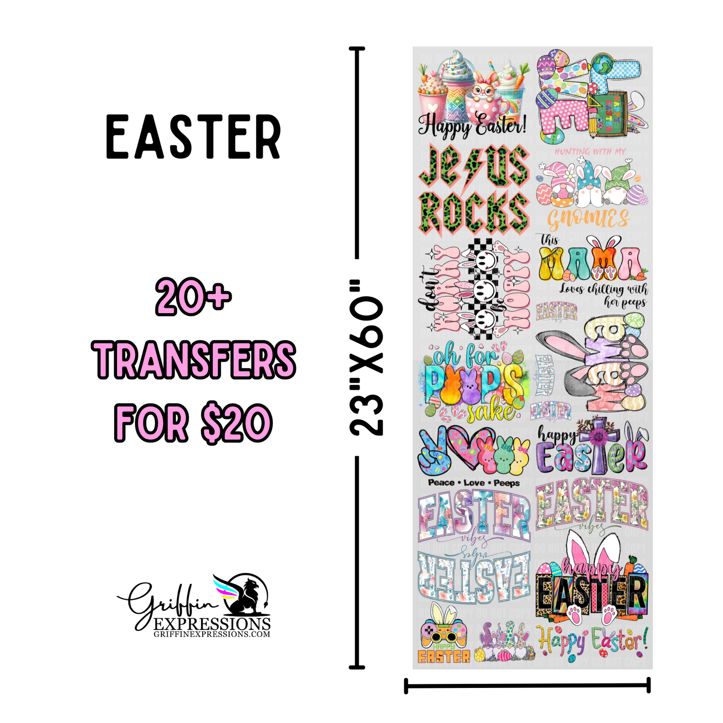 Easter | Dollar Deals DTF Transfer Gang Sheet For Graphic Tees - Griffin Expressions