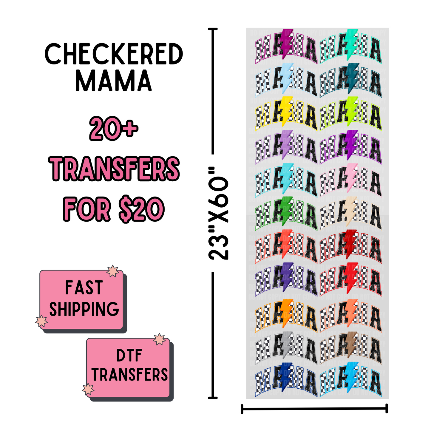 Checkered | Dollar Deals DTF Transfer Gang Sheet For Graphic Tees
