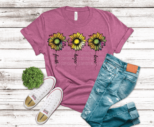 Faith Hope Love Sunflower | DTF - Griffin Expressions
