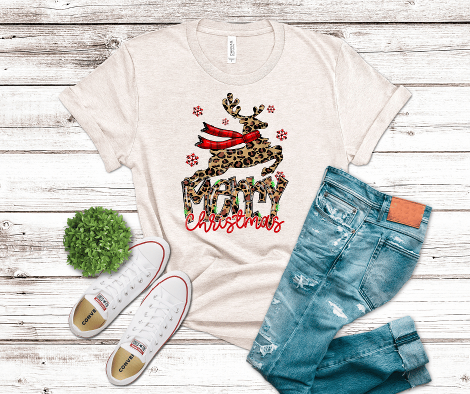 Merry Christmas Leopard Reindeer | DTF - Griffin Expressions