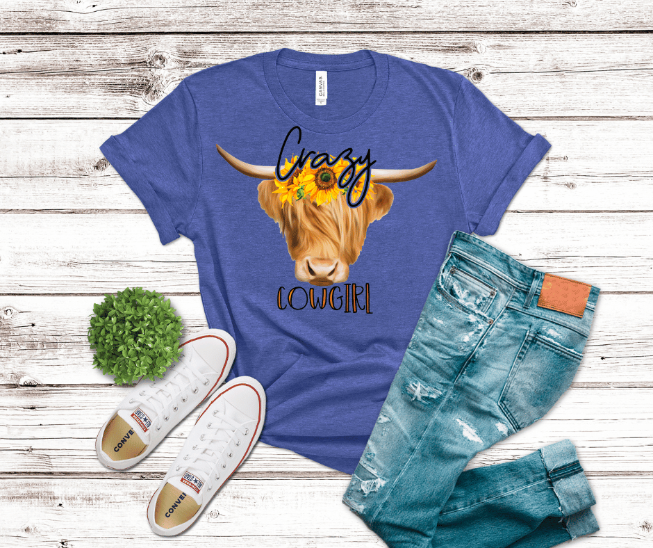 Crazy Cow Girl western typography shirt design