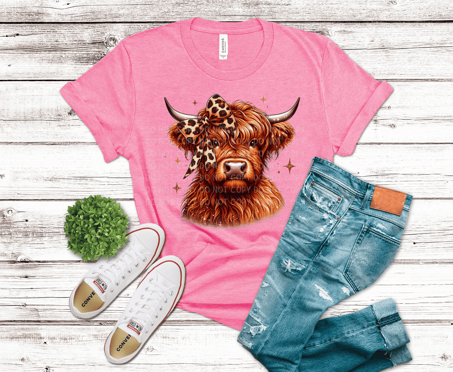 Highland Cow Leopard Bow | DTF - Griffin Expressions