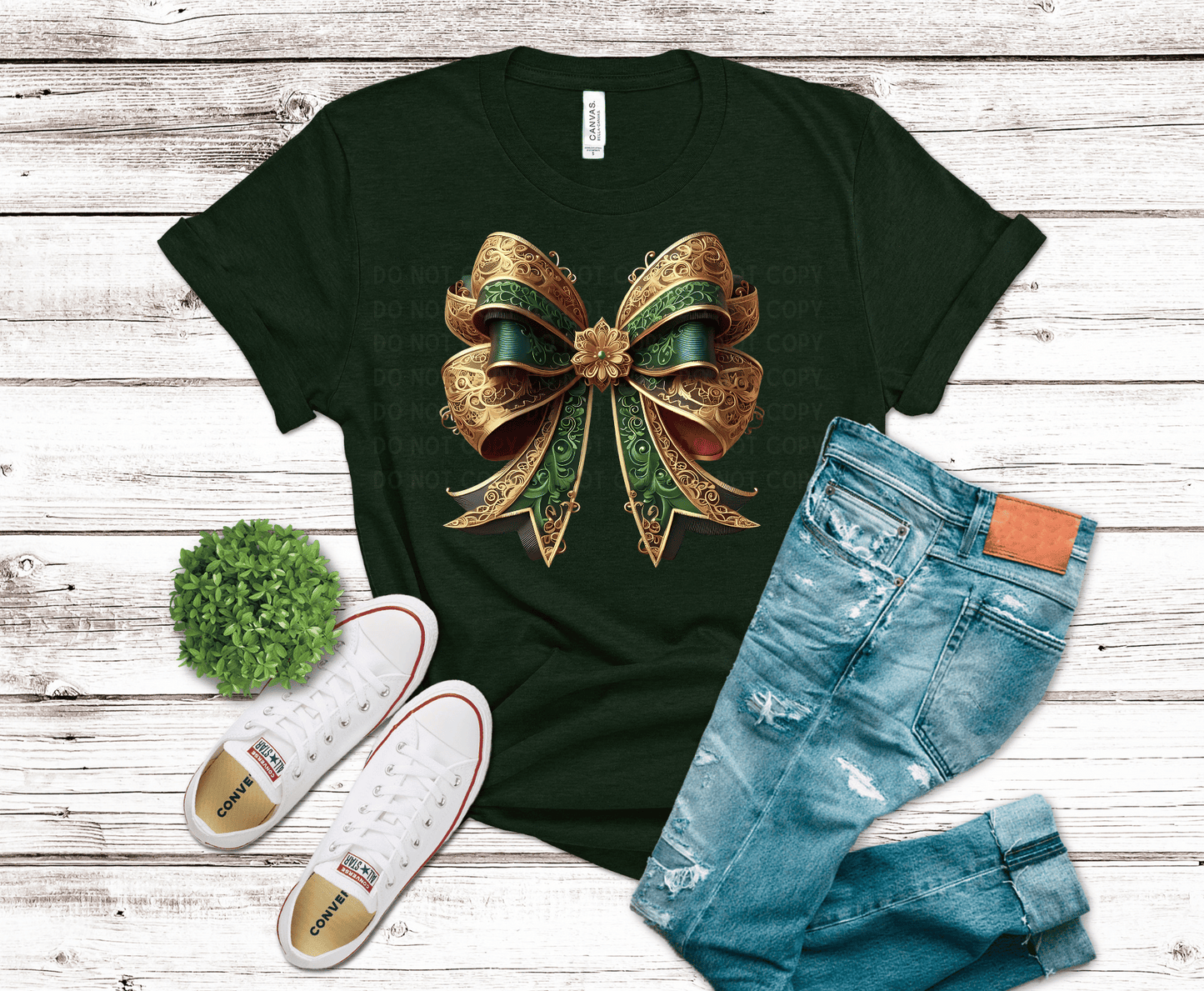 Green Gold Bow | DTF - Griffin Expressions