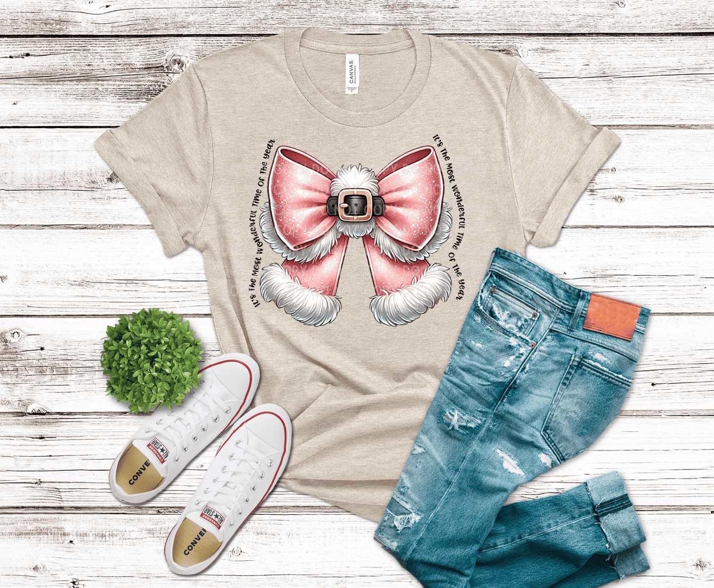 Pink Santa Bow | DTF - Griffin Expressions