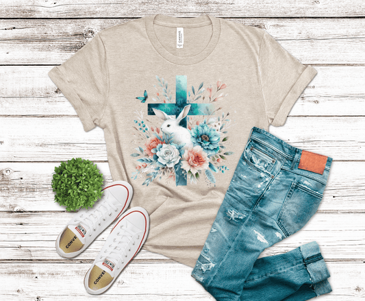 Bunny Floral Cross | DTF - Griffin Expressions