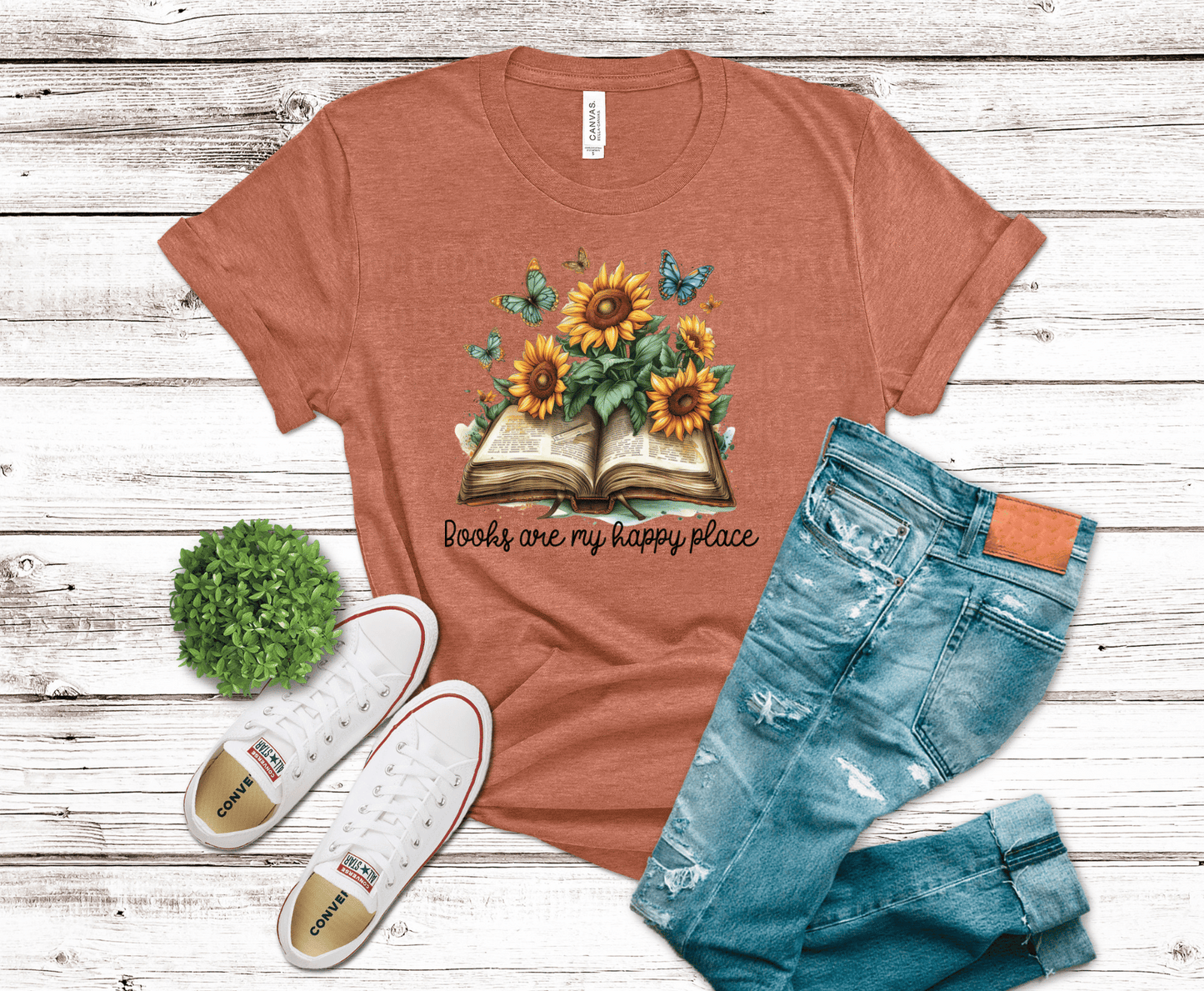 Books Are My Happy Place Sunflowers | DTF - Griffin Expressions