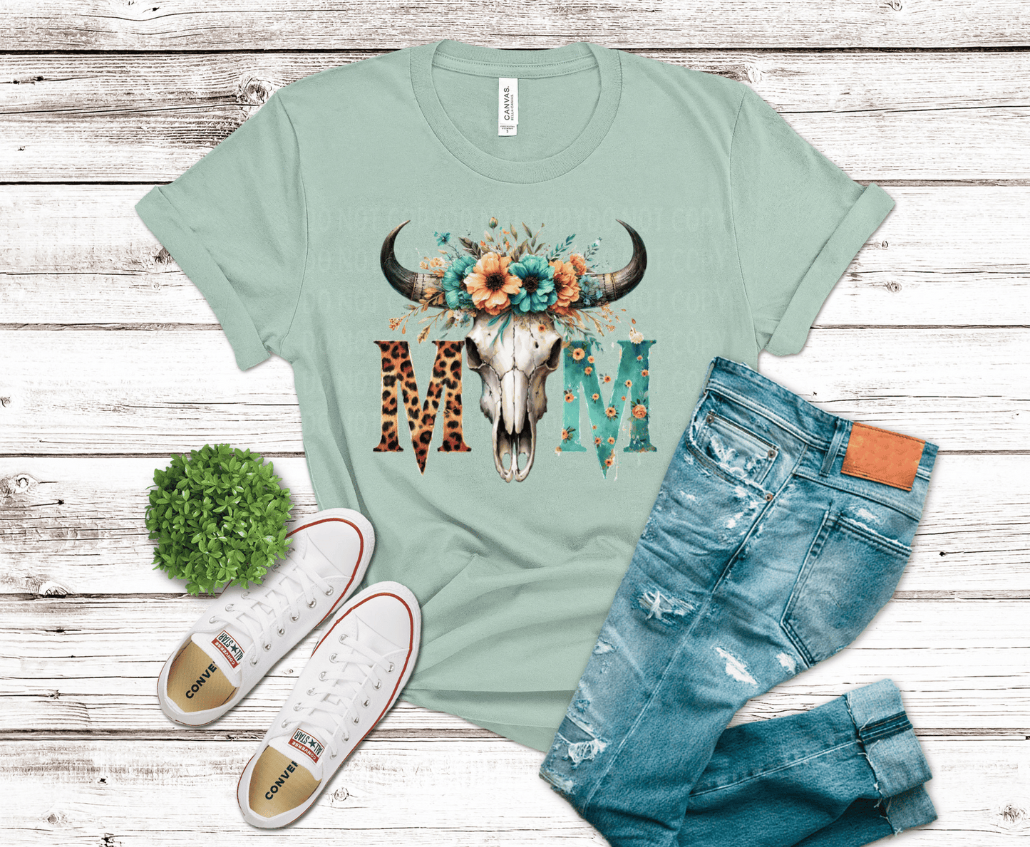 Bull Skull Leopard Mom | DTF - Griffin Expressions