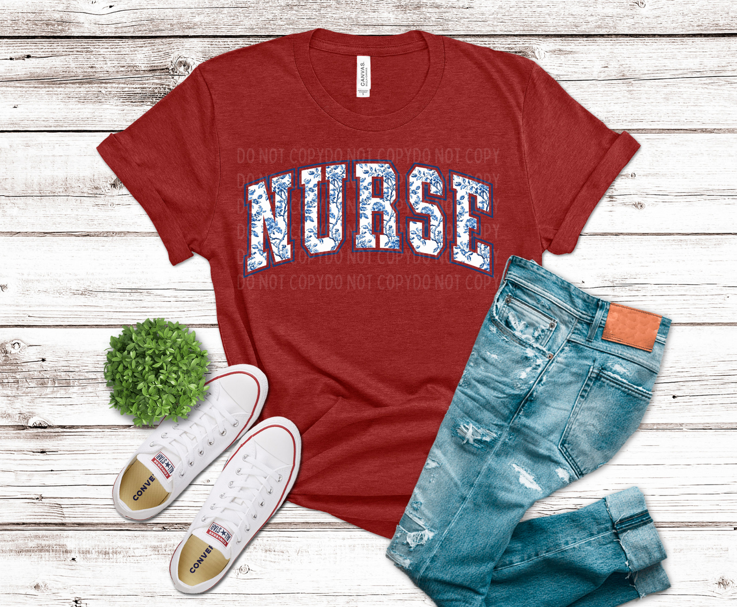 Nurse Blue Floral | DTF Heat Transfer