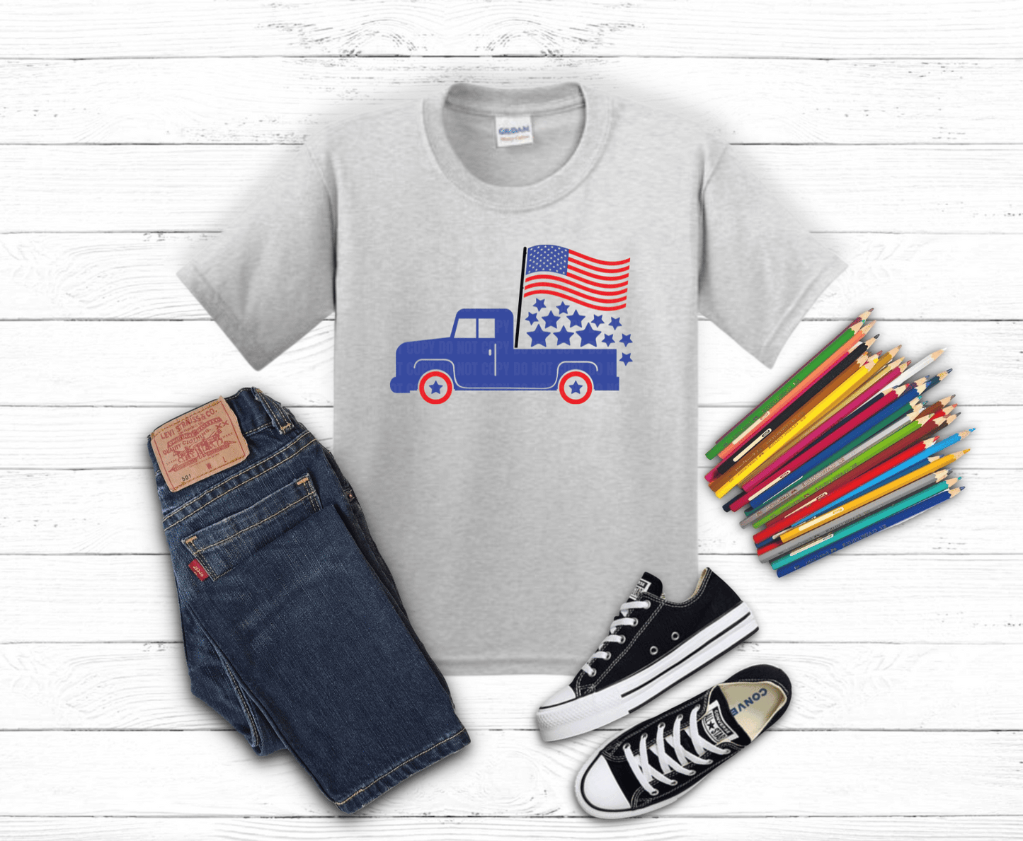 4th of July Truck | DTF Heat Transfer - Griffin Expressions