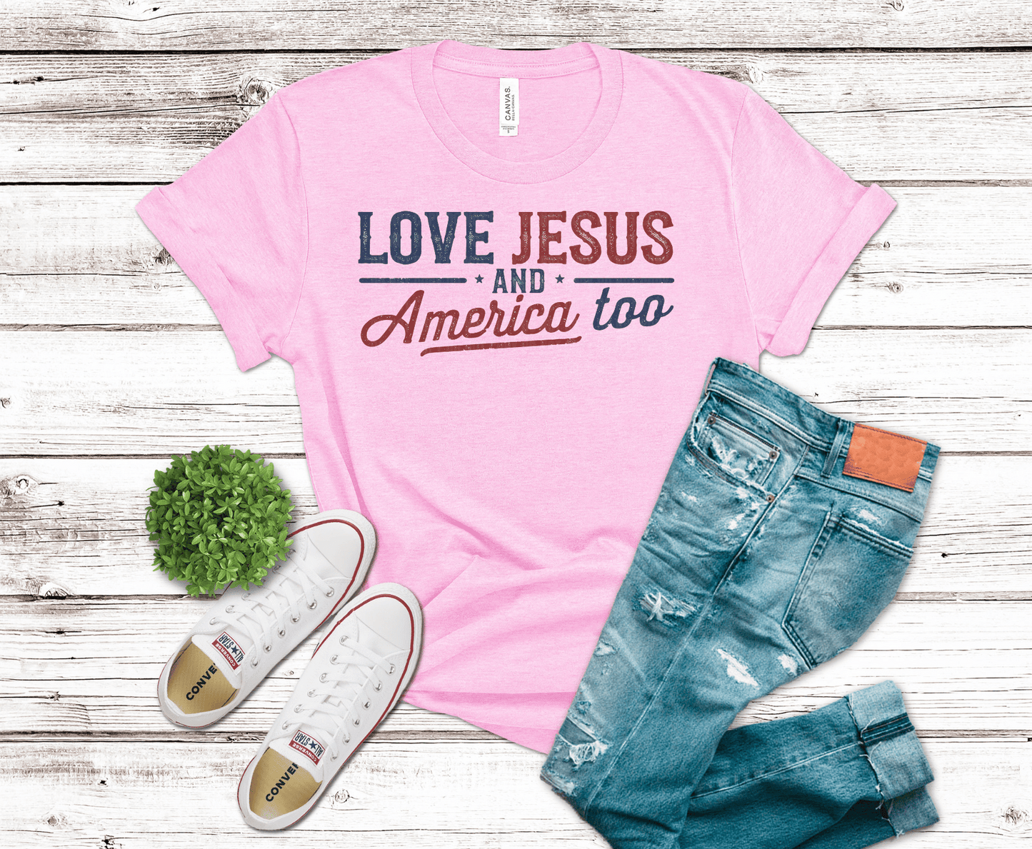 Love Jesus And America Too | DTF Heat Transfer - Griffin Expressions