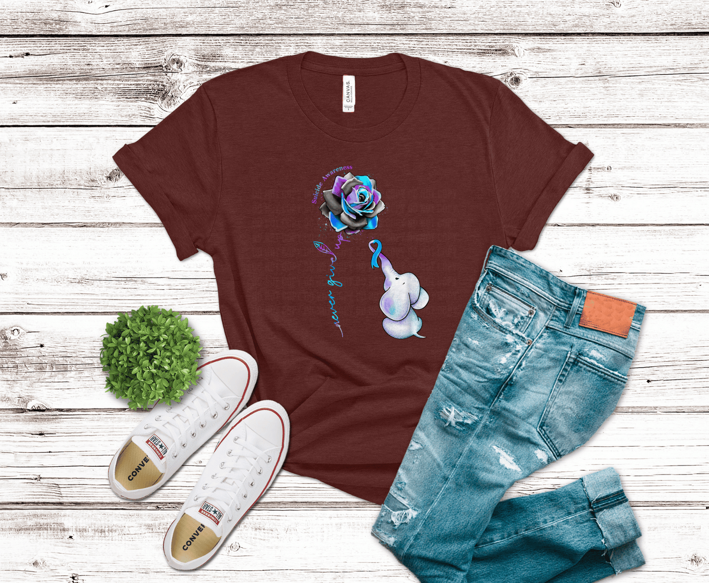 Never Give Up Elephant | DTF Heat Transfer - Griffin Expressions
