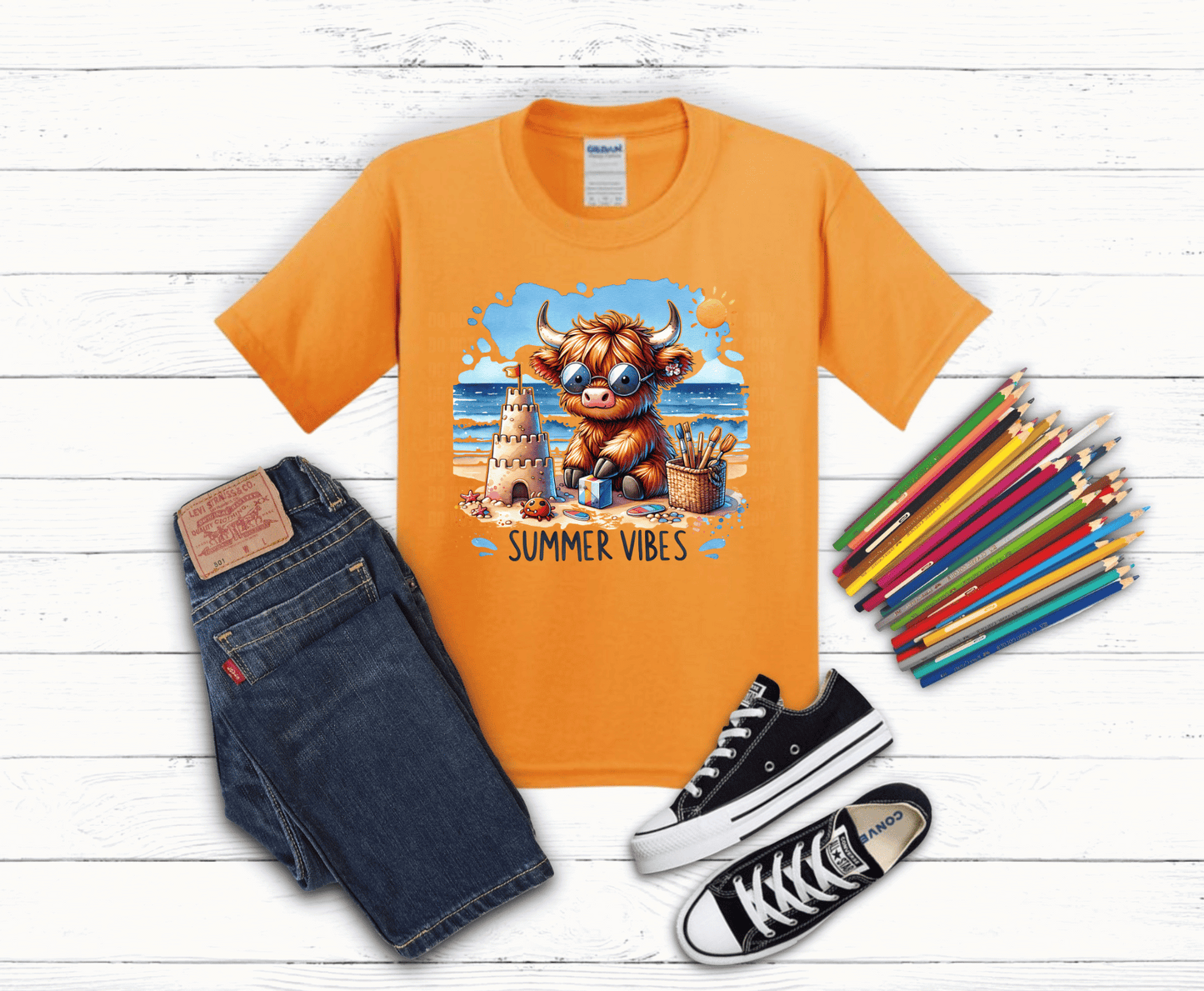 Summer Vibes Highland Cow | DTF Heat Transfer - Griffin Expressions