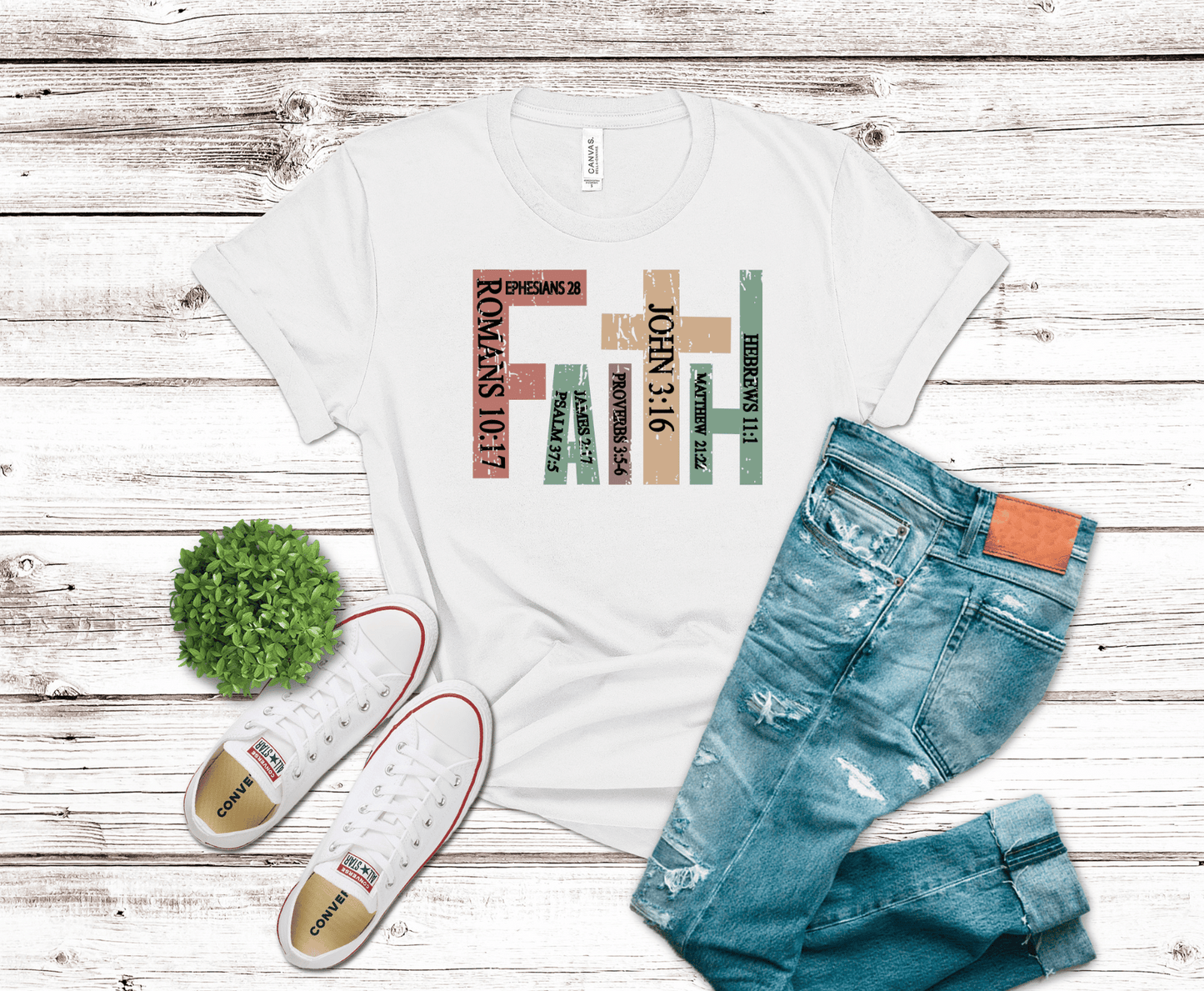 Faith Scriptures Bible verses collage DTF transfer, ready to press heat transfer for Christian shirts