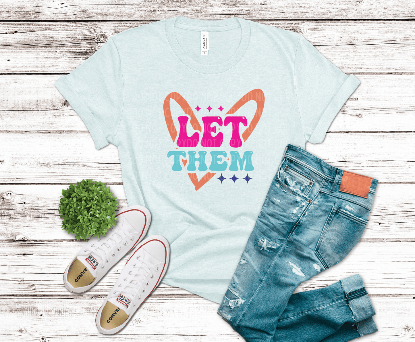 Let them retro typography with heart outline colorful minimalist self love design