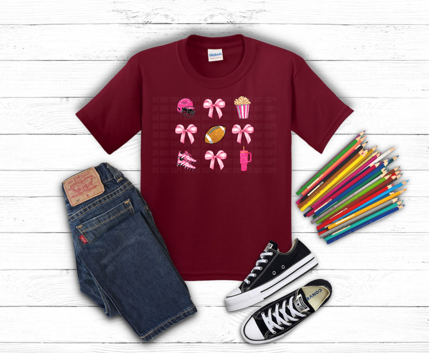 Premade DTF Transfer Gang Sheet For Graphic Tees | Youth Girl Football Fan