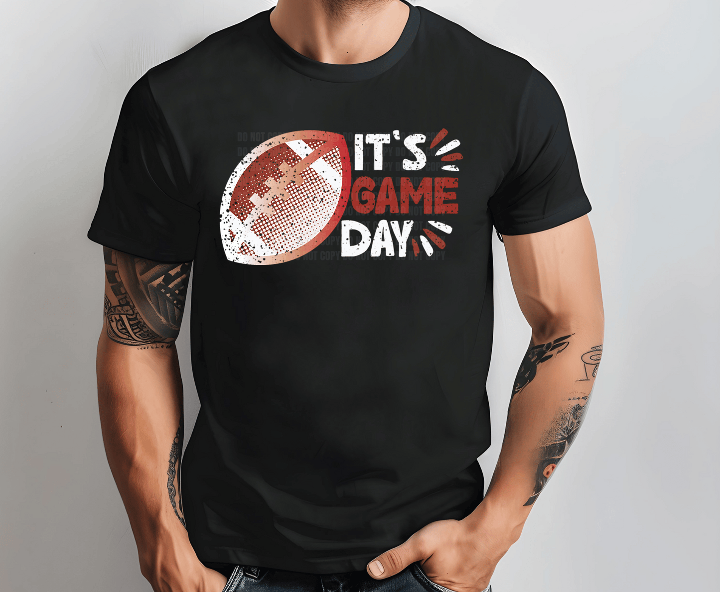 Game Day Football DTF transfer with football graphic, ready to press heat transfer for game day shirts