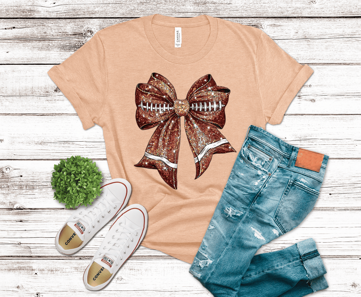 Glitter Football Bow | DTF Heat Transfer