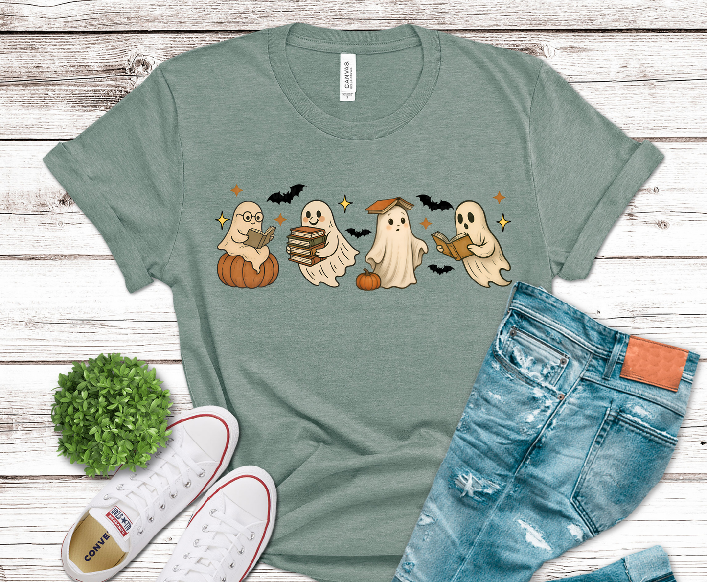 Ghost and Books | DTF Heat Transfer