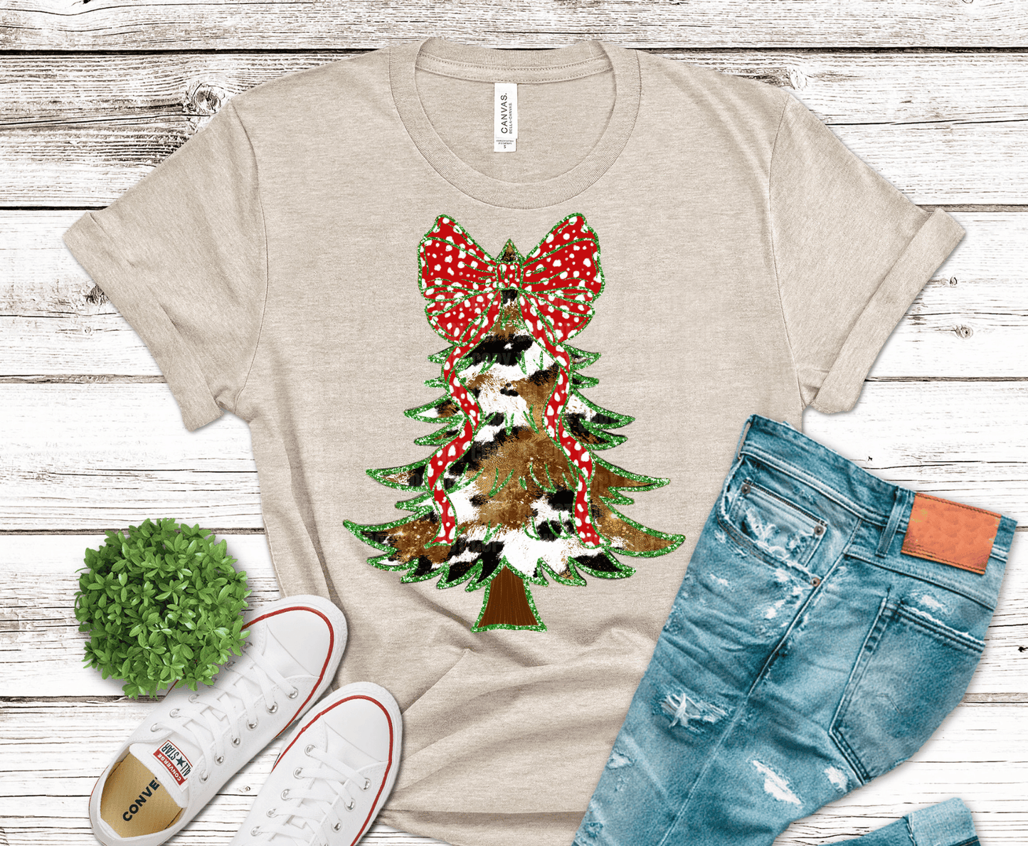 Cow Print Christmas Tree | DTF Heat Transfer