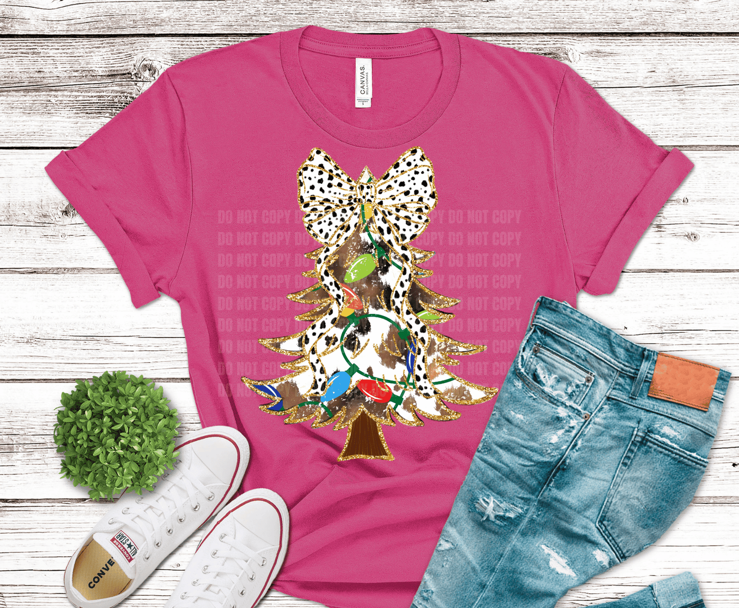 Cow Lights Tree | DTF Heat Transfer