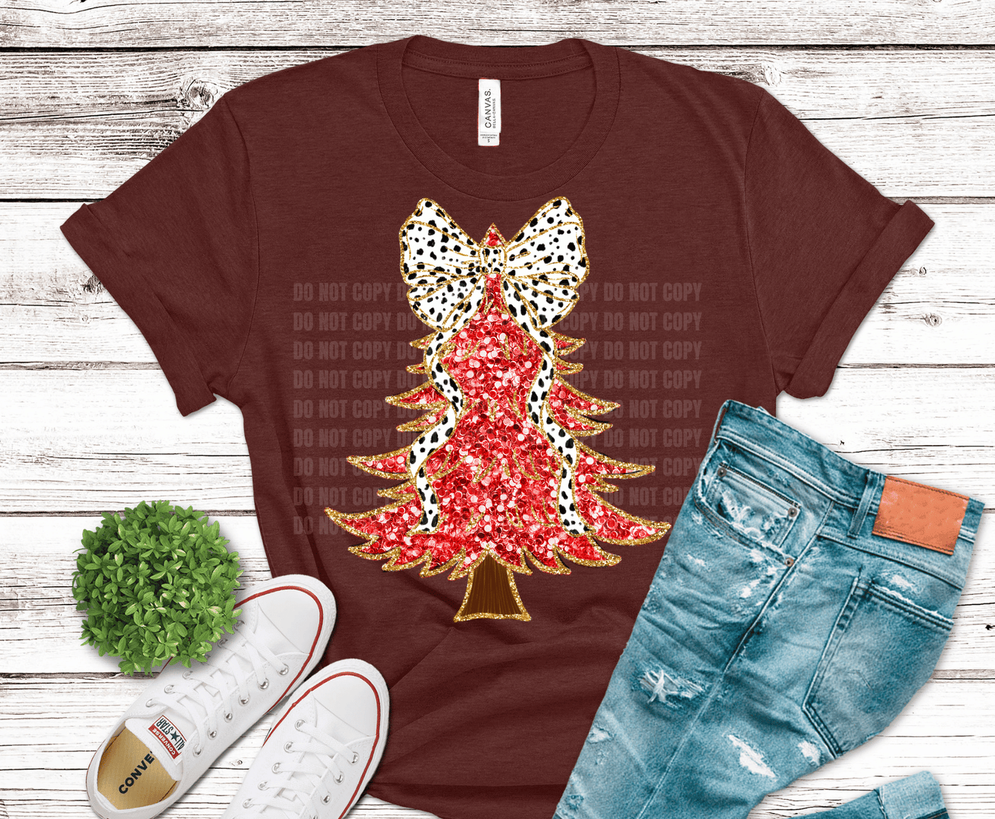 Red Glitter Tree | DTF Heat Transfer