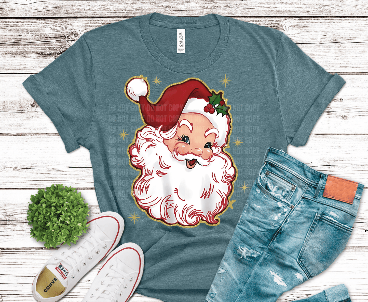 Retro Glitter Santa | DTF Heat Transfer
