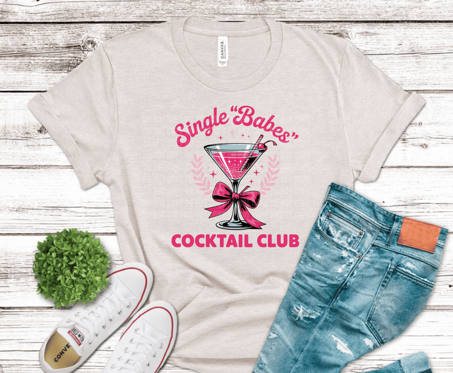 Single Babes Cocktail Club Valentines Day | DTF Heat Transfer