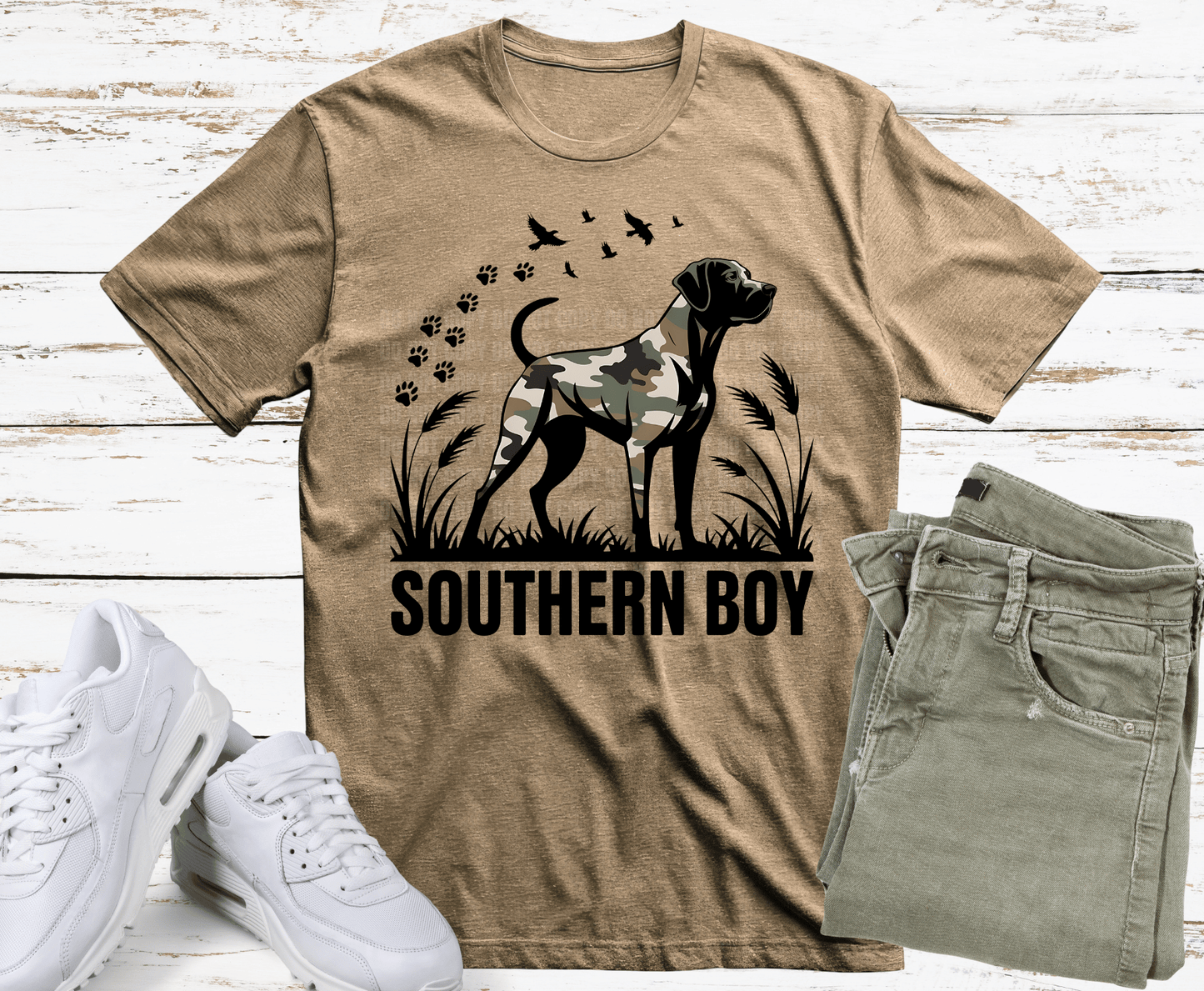 Southern Boy Camo Dog | DTF Heat Transfer