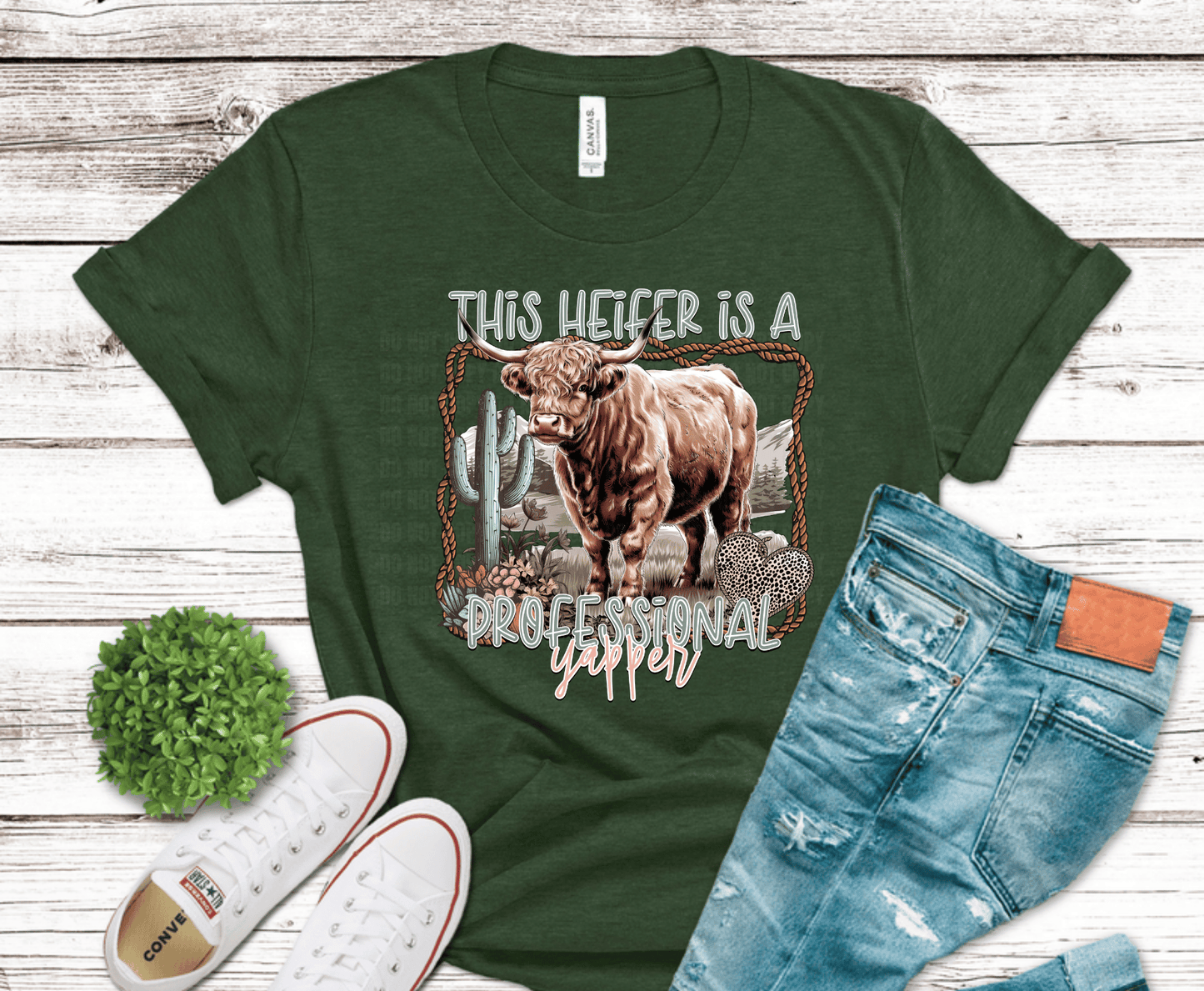 Western bull illustration with This Heifer Is a Professional Yapper phrase