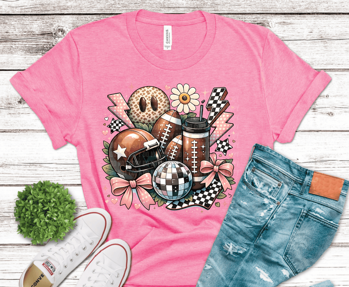 Game Day Snacks Football helmet disco DTF transfer, ready to press heat transfer for game day shirts
