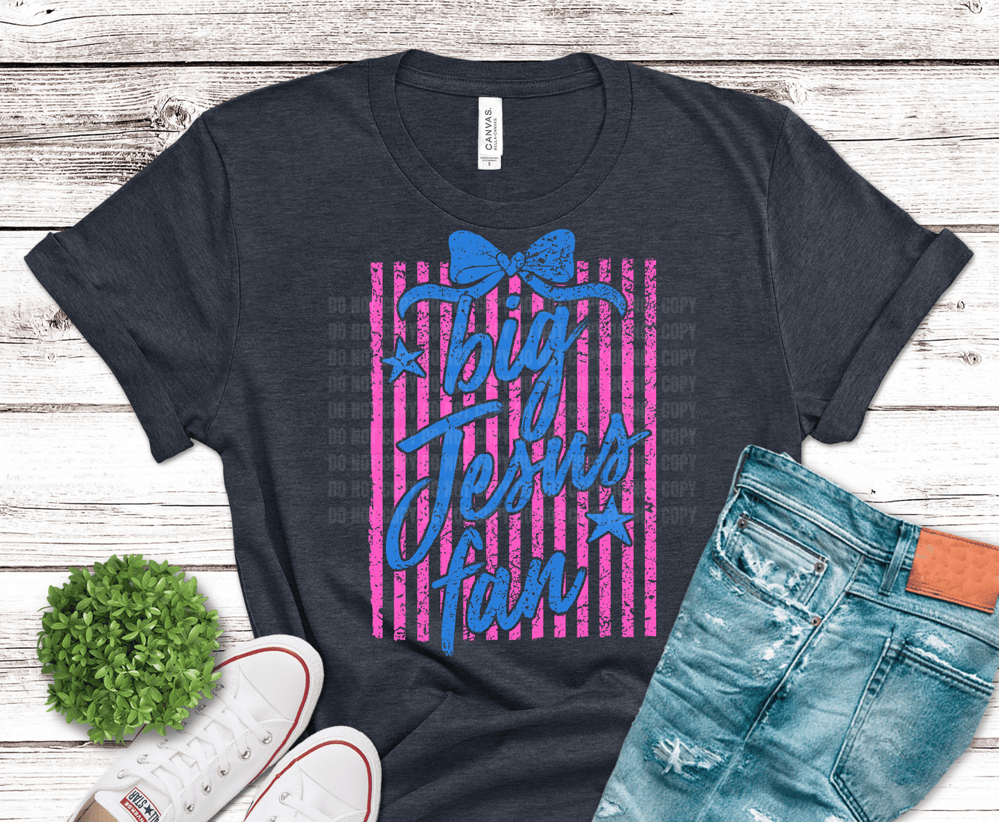 Big Jesus Fan Coquette bow DTF transfer, ready to press heat transfer for Christian shirts