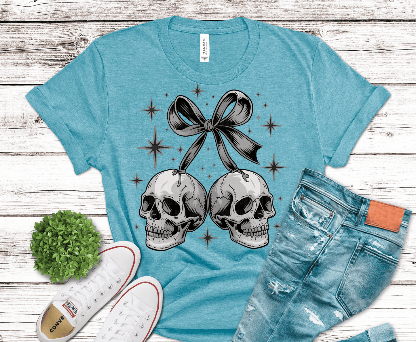 Cherry Skull Gothic Halloween DTF Transfer – Halloween Shirt Ready to Press