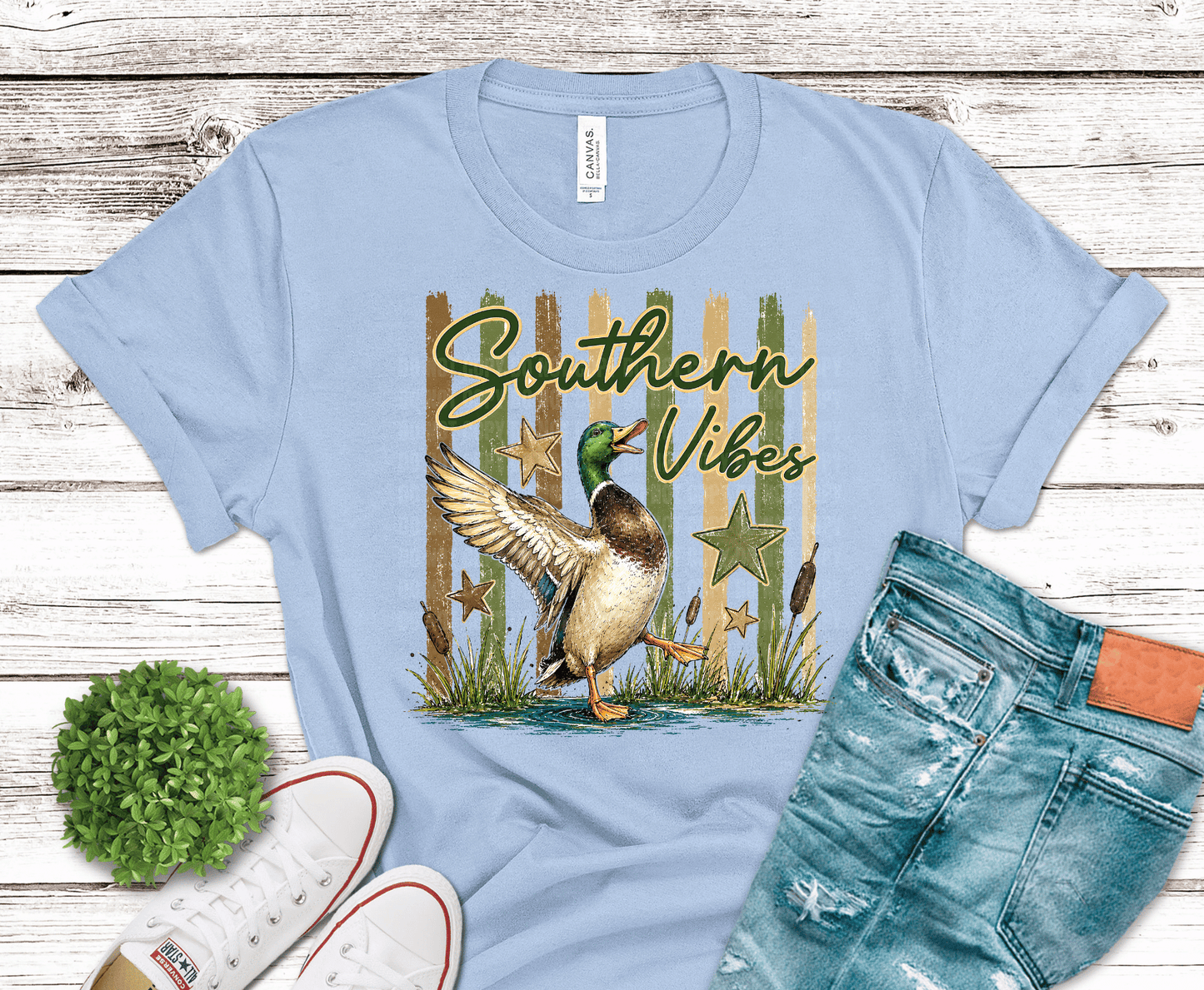 Southern Vibes Duck DTF transfer, ready to press heat transfer for country shirts
