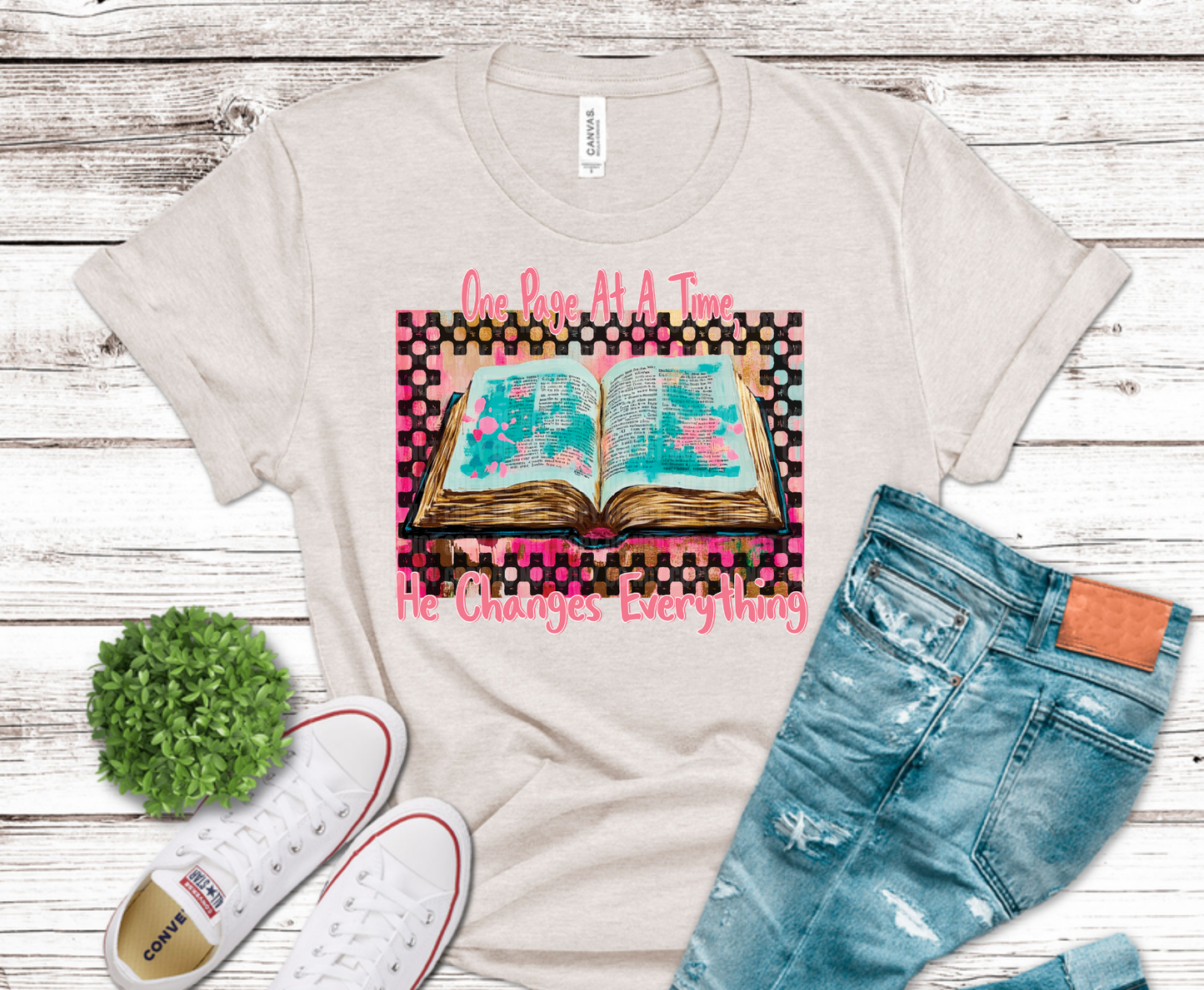 He Changes Everything Bible DTF transfer, ready to press heat transfer for Christian shirts