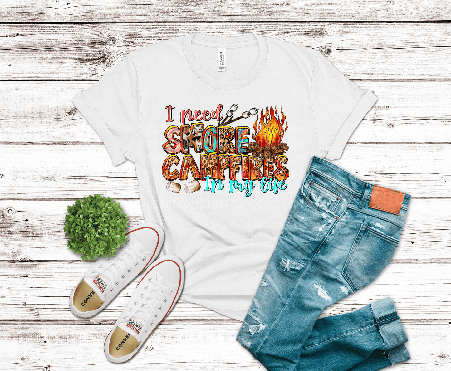 I Need S'more Campfires DTF transfer, ready to press heat transfer for camping shirts