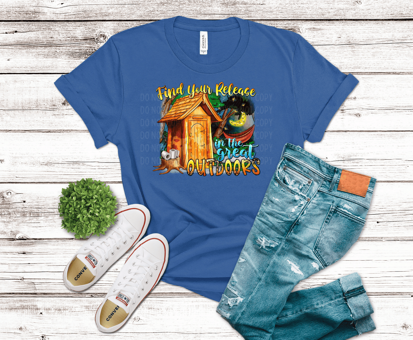 Find Your Peace in the Great Outdoors DTF transfer, ready to press heat transfer for camping shirts