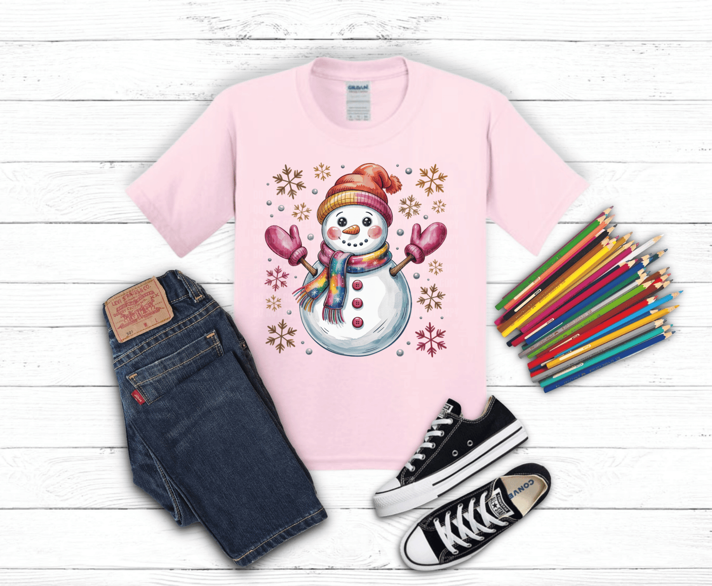 Christmas Snowman DTF transfer, ready to press heat transfer for holiday shirts
