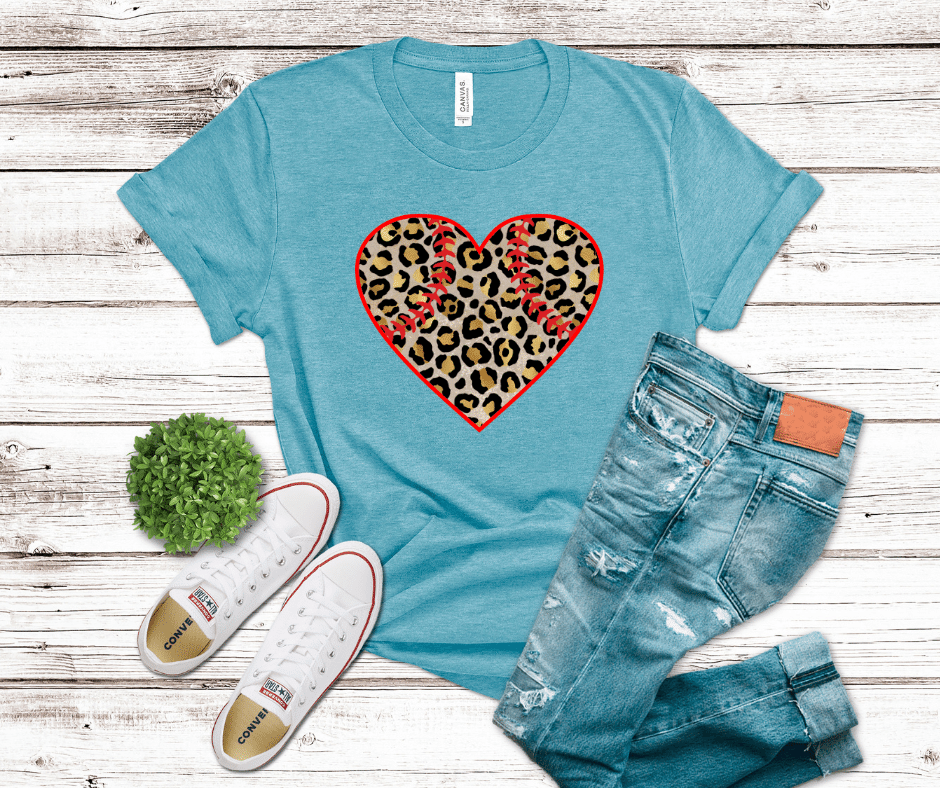 Cheetah Baseball Heart | DTF - Griffin Expressions