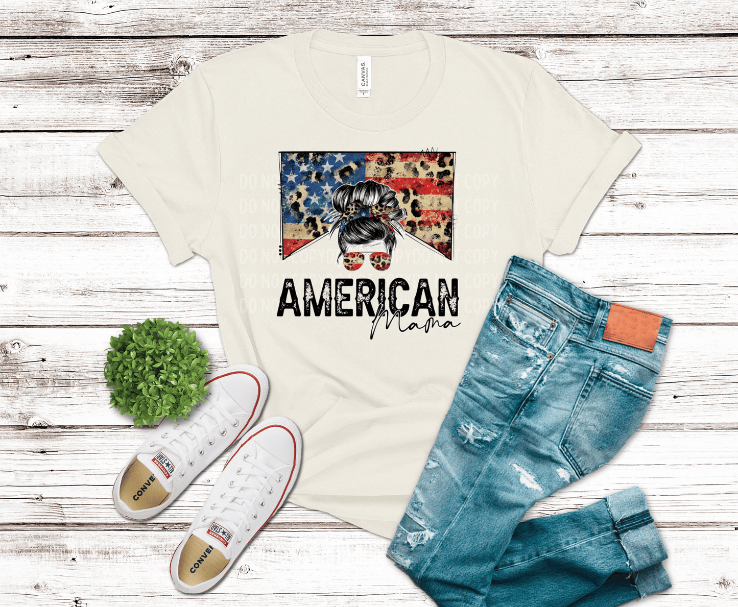 Messy Bun American Mama | DTF - Griffin Expressions