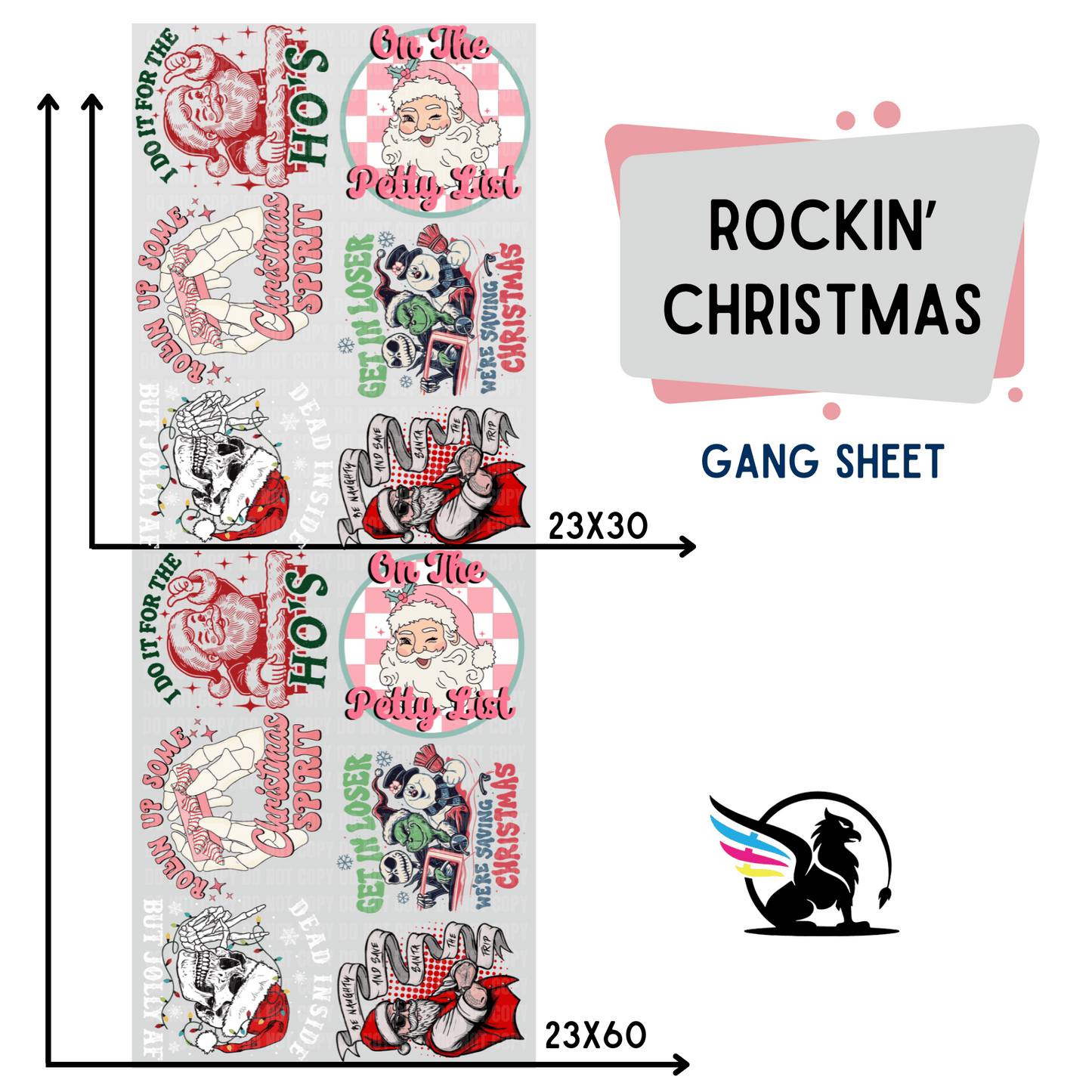 Rockin' Christmas | Premade DTF Transfer Gang Sheet For Graphic Tees - Griffin Expressions