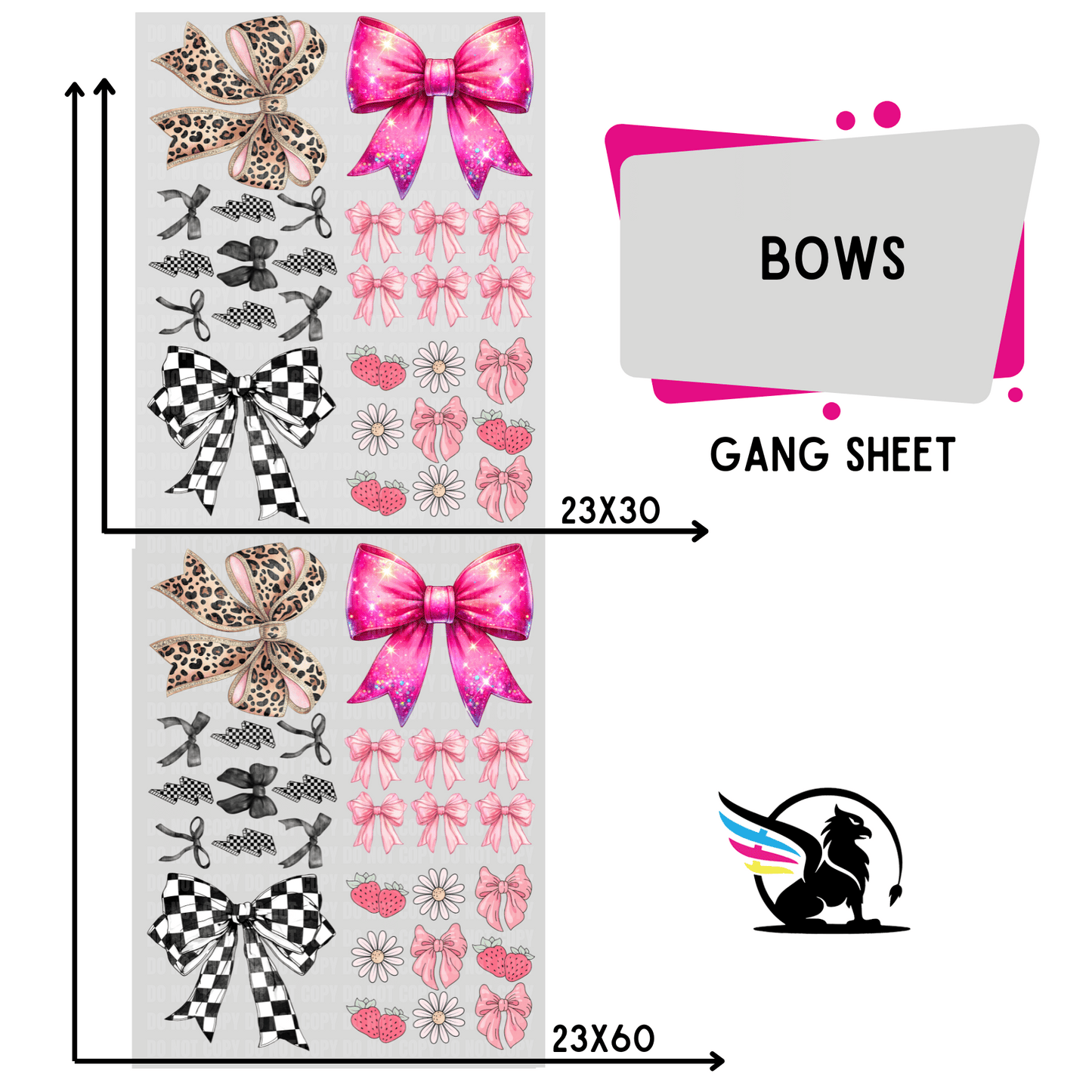 Croquette Bows | Premade DTF Transfer Gang Sheet For Graphic Tees - Griffin Expressions