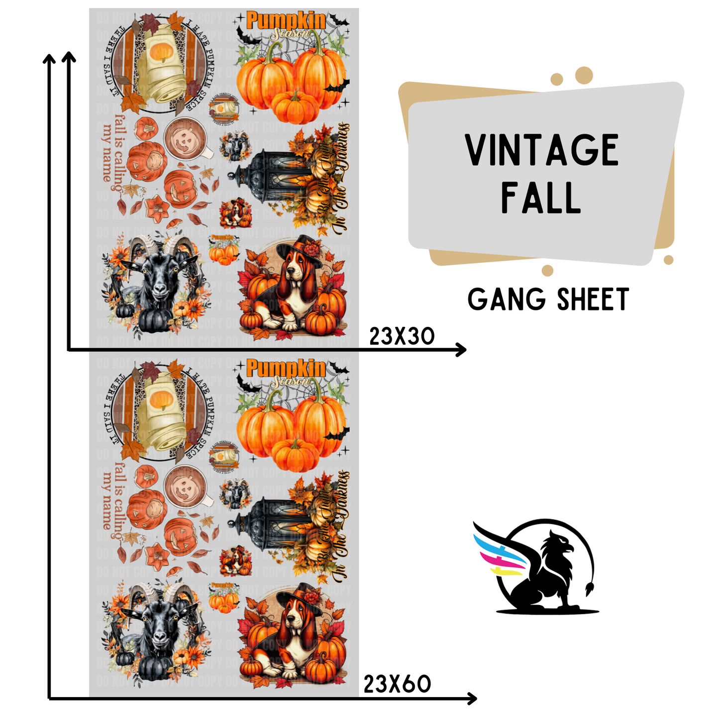 Premade DTF Transfer Gang Sheet For Graphic Tees | Vintage Fall