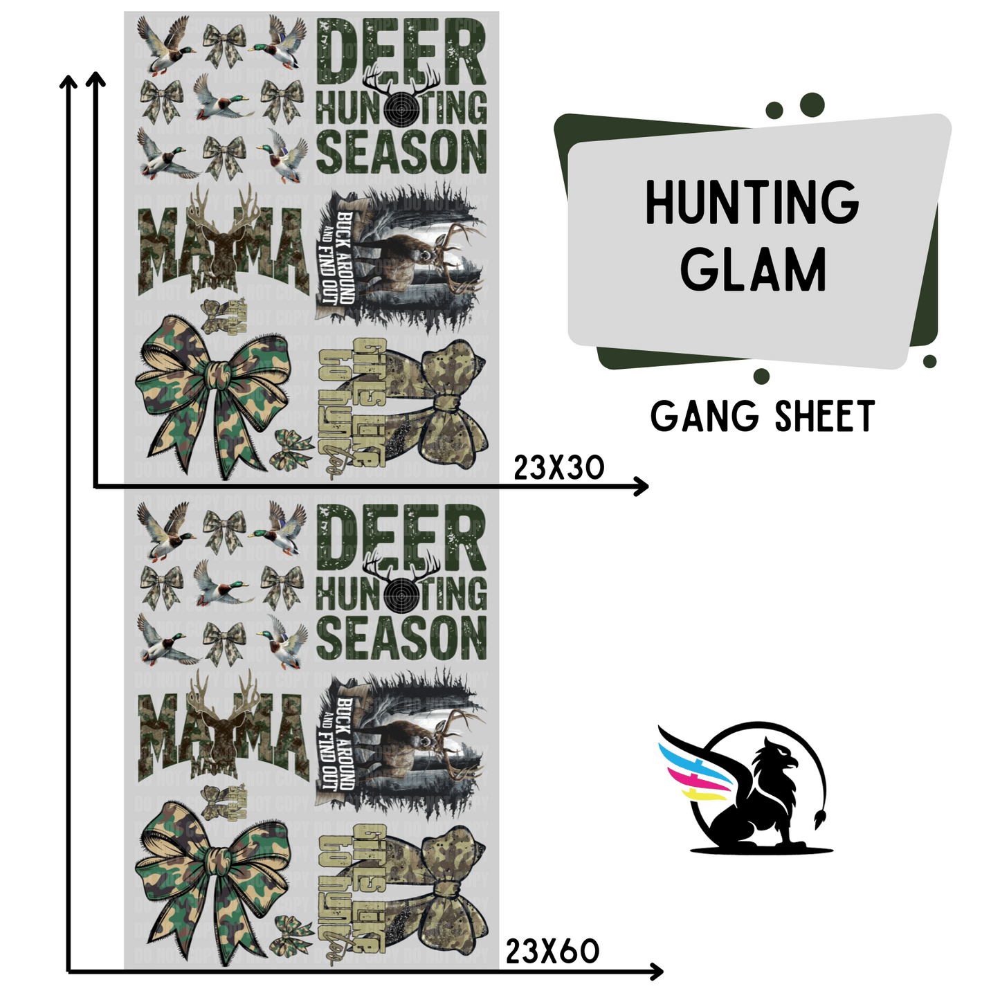 Premade DTF Transfer Gang Sheet For Graphic Tees | Hunting Glam